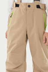 Kids’ Khaki Insulated Snow Pants with Suspenders